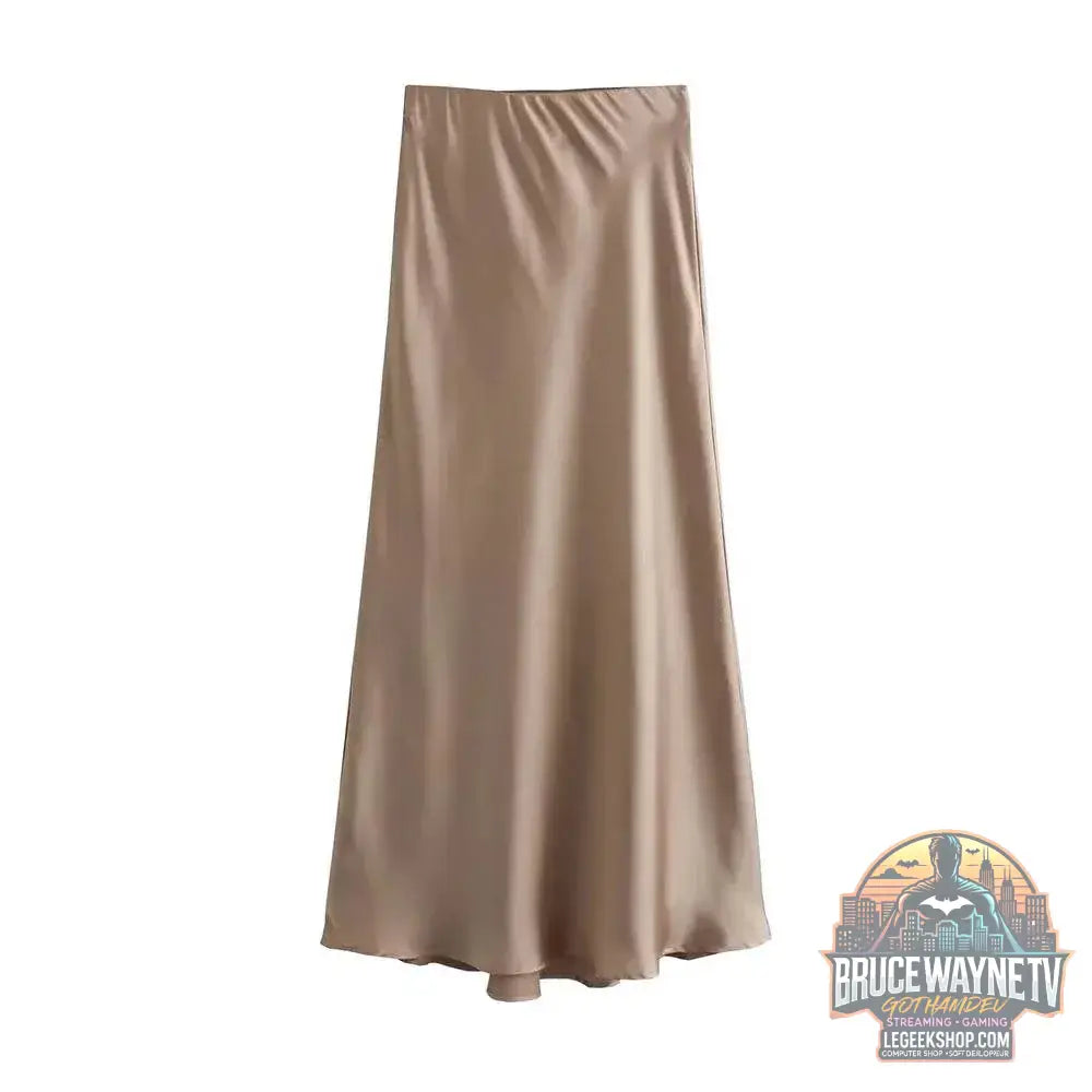 Jupe Mi-Longue Satin Fluide pour Femme, Taille Haute, Ceinture Élastique | ASDS | Wayne Outfitters - Legeekshop
