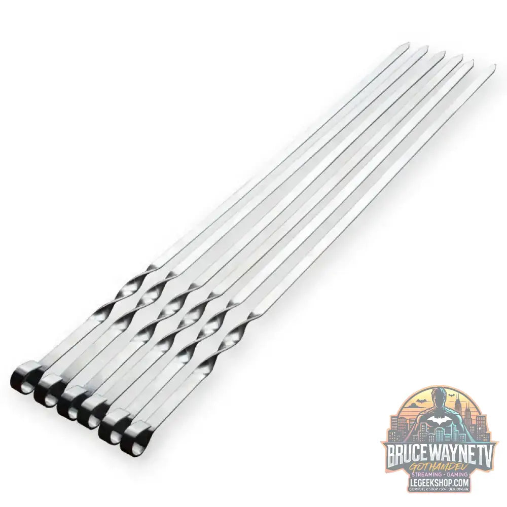 Bâtonnets de gril d'extérieur en acier inoxydable, modules de barbecue, Wers, manche long, Shish Kebab, fourcommuniste en bois, sacs de gril, 55cm - Legeekshop