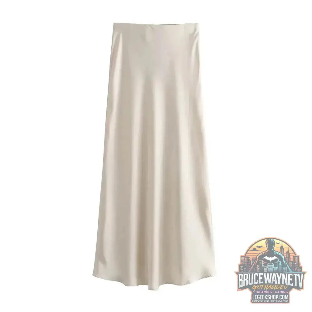 Jupe Mi-Longue Satin Fluide pour Femme, Taille Haute, Ceinture Élastique | ASDS | Wayne Outfitters - Legeekshop