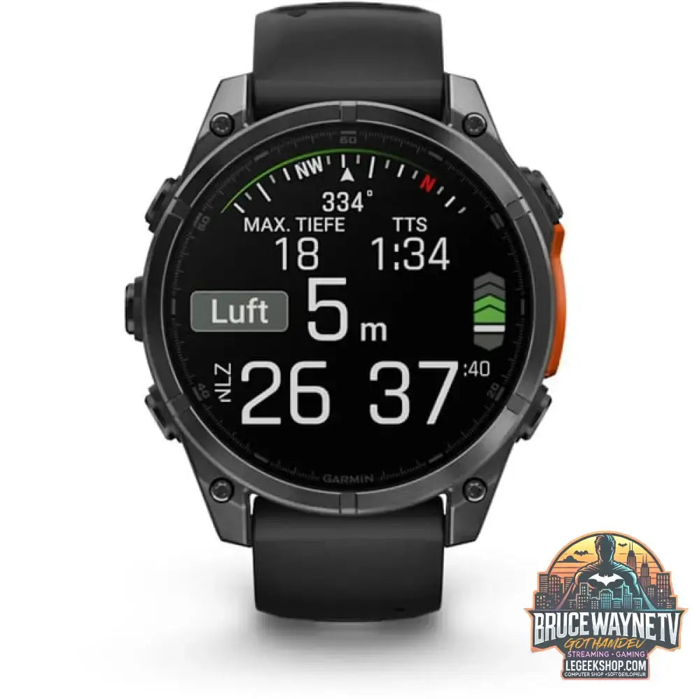 Garmin fēnix 8 - 47 mm, AMOLED, Smartwatch Schwarz/Schiefergrau, Silikon-Armband, Edelstahl - Garmin - vue 5
