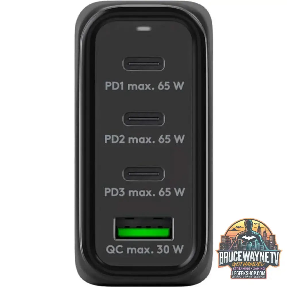 goobay USB-C Multiport-Schnellladegerät, PD, GaN, 68 Watt schwarz, 3x USB-C, 1x USB-A, Power Delivery, QuickCharge - goobay - vue 2