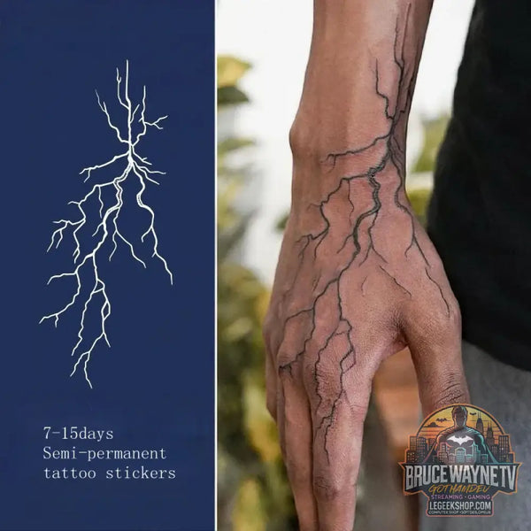 Nouveau foudre main dos jus de plantes tatouage autocollants imperméable Semi-Permanent faux tatouage bras jambes