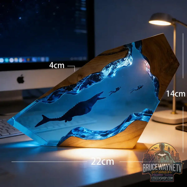 Pièce décorative de table micro-scène marine - Baleine en résine lumineuse décoration personnalisée pour la maison