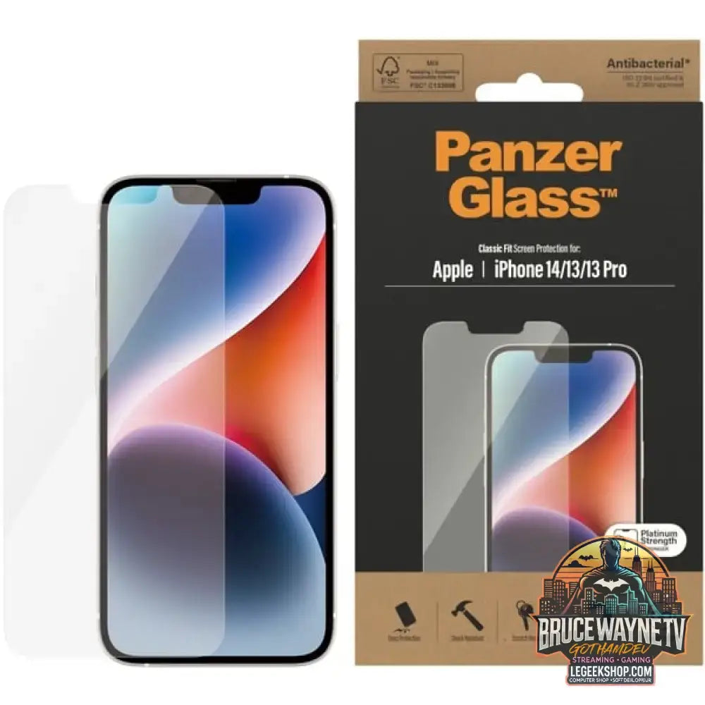 PanzerGlass Classic Fit Bildschirmschutz, Schutzfolie transparent, iPhone 14, 13, 13 Pro - Beschaffenheit: Glänzend - vue 5