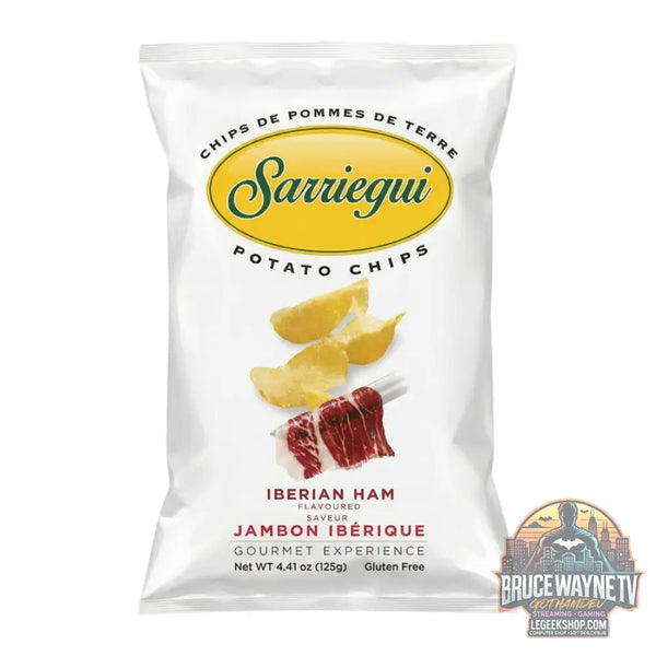 Sarriegui Chips de pomme de terre Jambon Ibérique chips au goût de jambon ibérique de 125g (Paquet de 10) - Snacks &