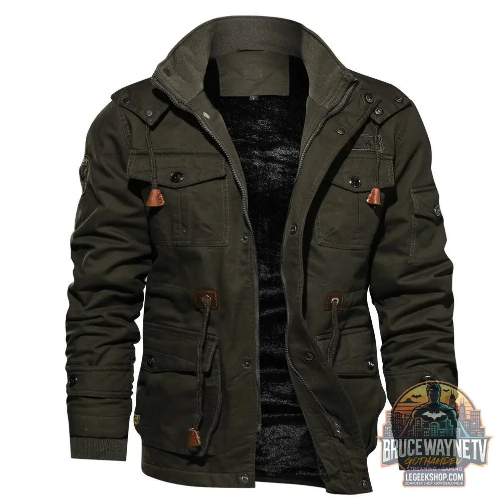 🧥 Veste Cargo Homme Hiver Capuche Détachable Multi-Poches 🧥 - Army Green / M - Veste Cargo Homme