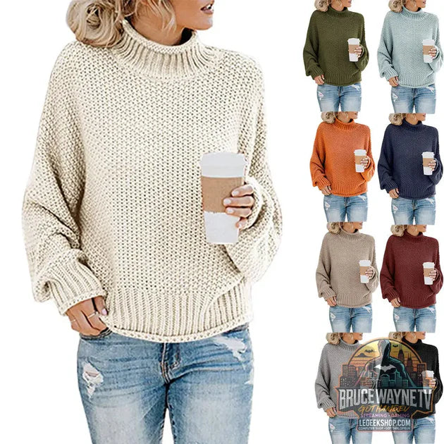 🧶 Pull Femme Col Roulé Tricoté Uni Casual 🧶 vs Pull Femme Tricoté Dos Nu Nœud Épaules Tombantes : quel Pull Femme choisir ?