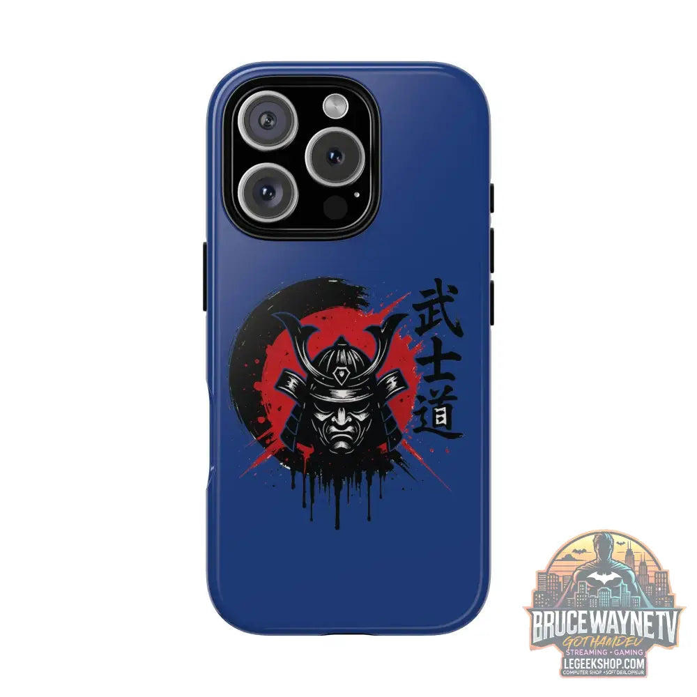 📱 samurai phone case Bleue foncé – coque renforcée iPhone 📱 - iPhone 16 Pro / Glossy - Phone Case