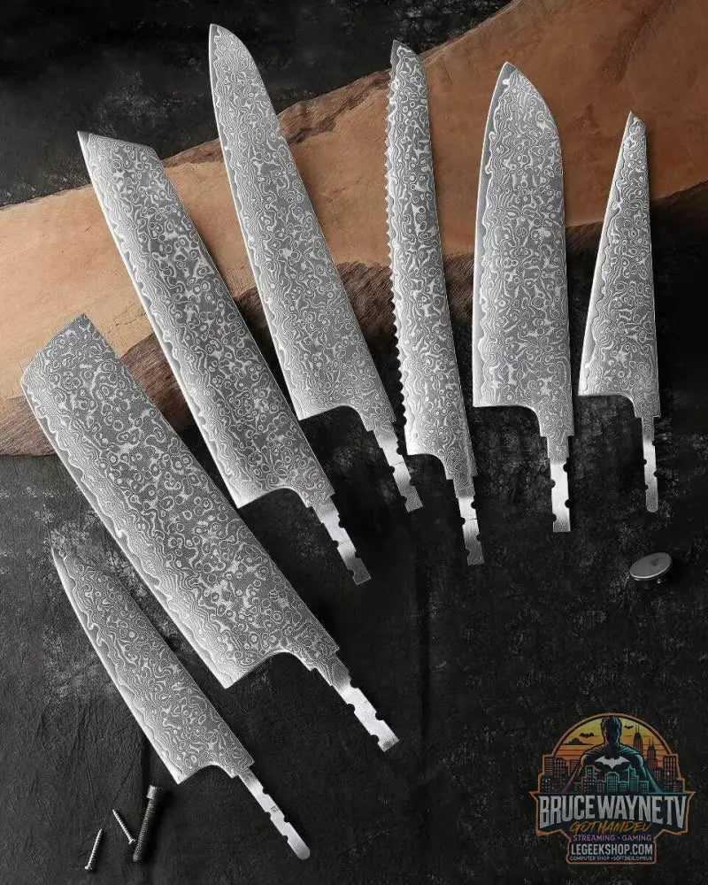 🗡️ TURWHO - Lame Japonaise Forgée Main en Acier Damascus 67 Couches (Sans Manche) - Legeekshop