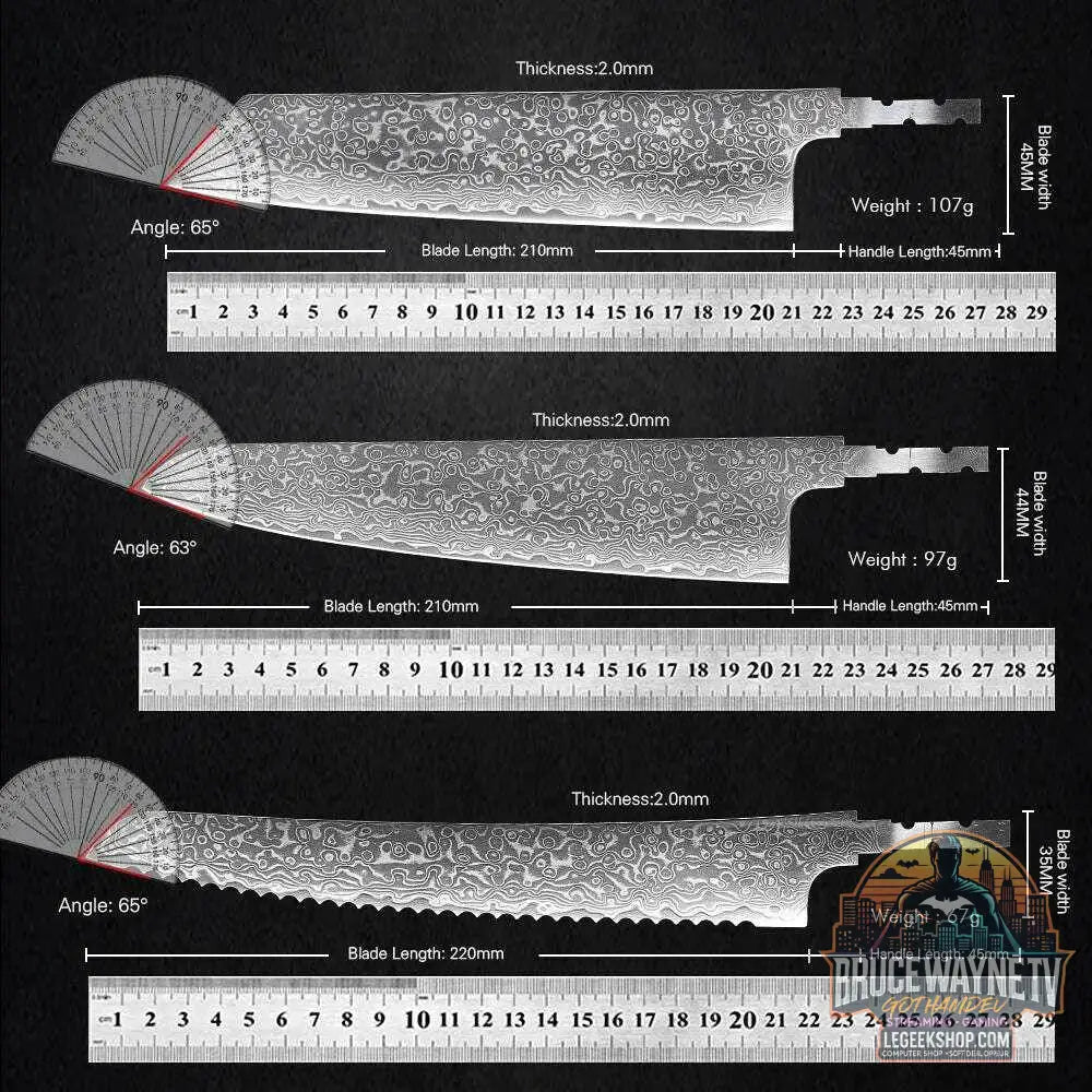 🗡️ TURWHO - Lame Japonaise Forgée Main en Acier Damascus 67 Couches (Sans Manche) - Legeekshop