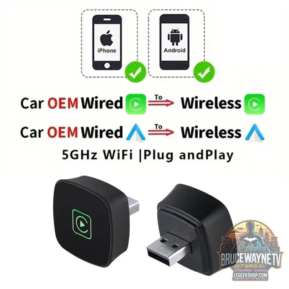 🚗 Adaptateur Auto CarPlay & Android Auto Sans Fil | Plug & Play 🔄 - Legeekshop