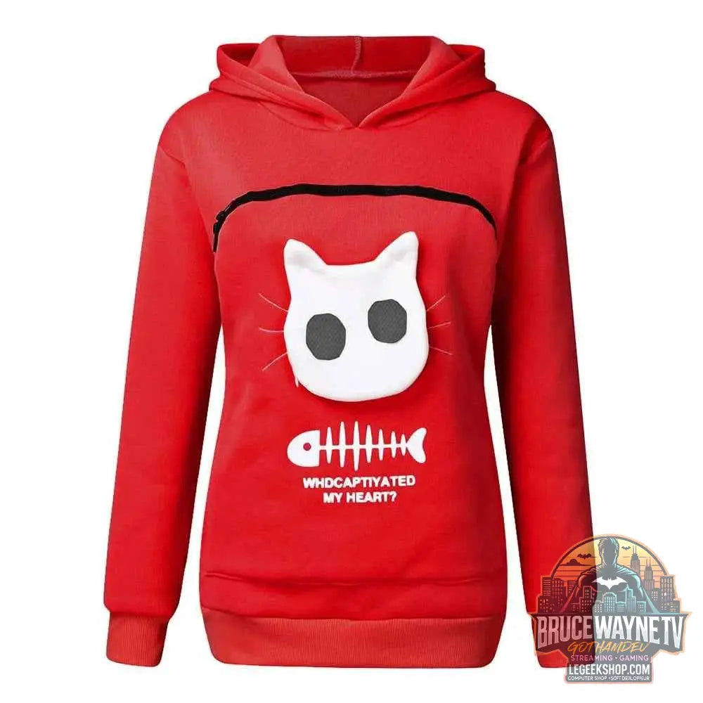 Sweat-shirt à Capuche pour Amoureux des Chats – Poche Câline et Oreilles d'Animal - Legeekshop