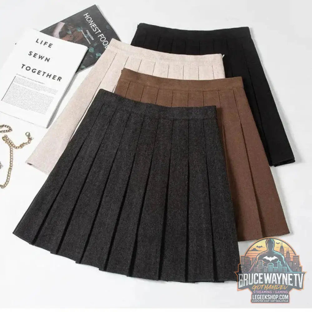 Mini Jupe Plissée de Style Coréen pour Femme, Uniforme Scolaire Marron/Noir, Mode Féminine Hiver 2024 | JORMIDEAR | Wayne Outfitters - Legeekshop