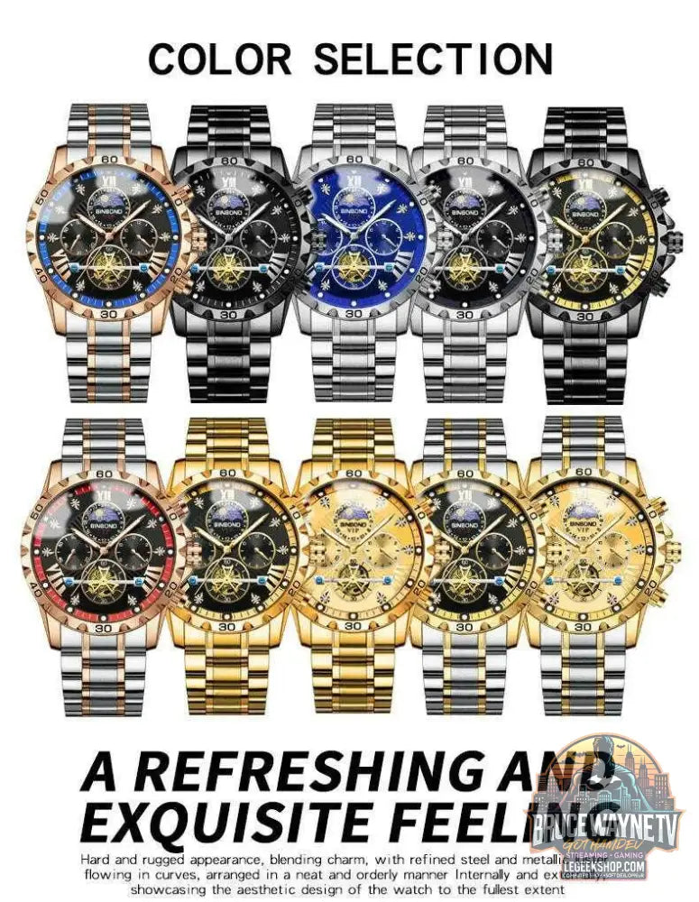 ⌚ Montre Homme BINBOND Quartz Chronographe Lune – Style Jeune & Élégant - Legeekshop