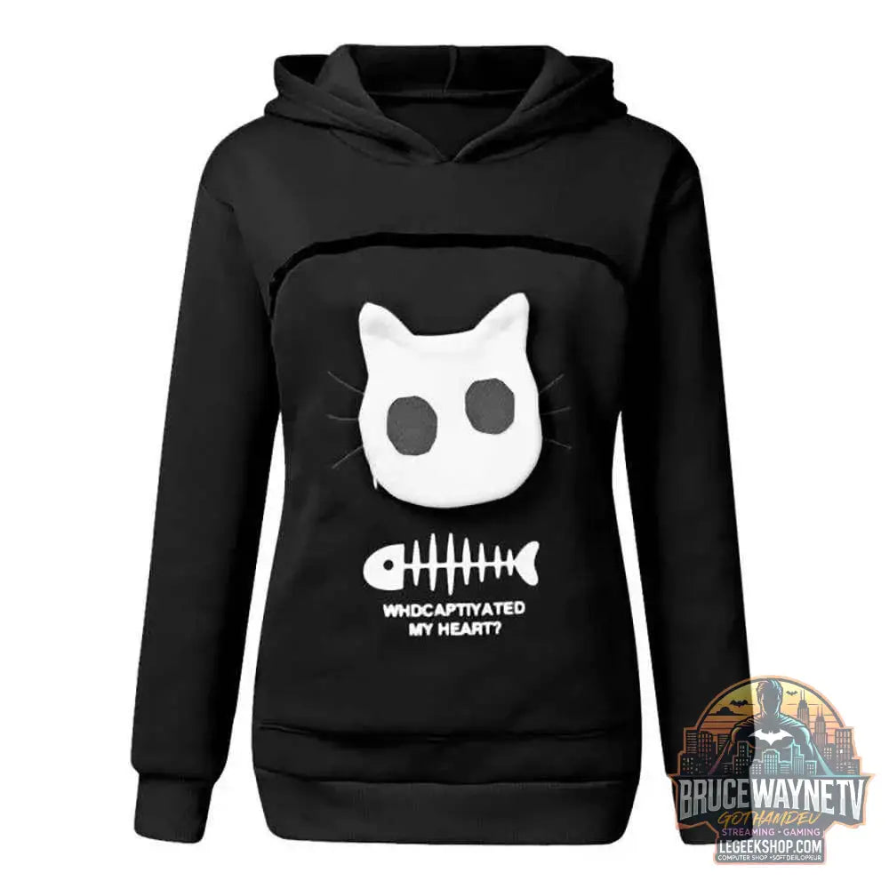 Sweat-shirt à Capuche pour Amoureux des Chats – Poche Câline et Oreilles d'Animal - Legeekshop