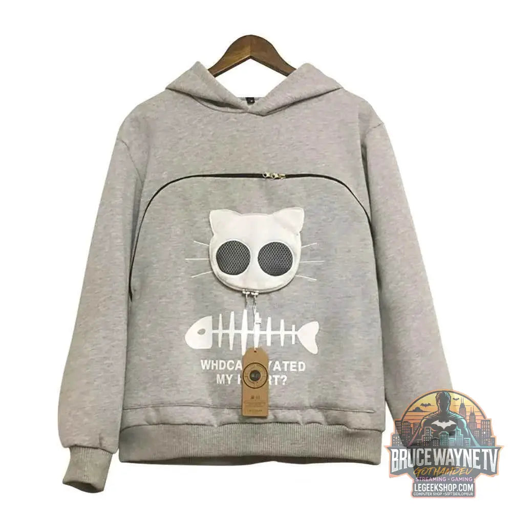 Sweat-shirt à Capuche pour Amoureux des Chats – Poche Câline et Oreilles d'Animal - Legeekshop