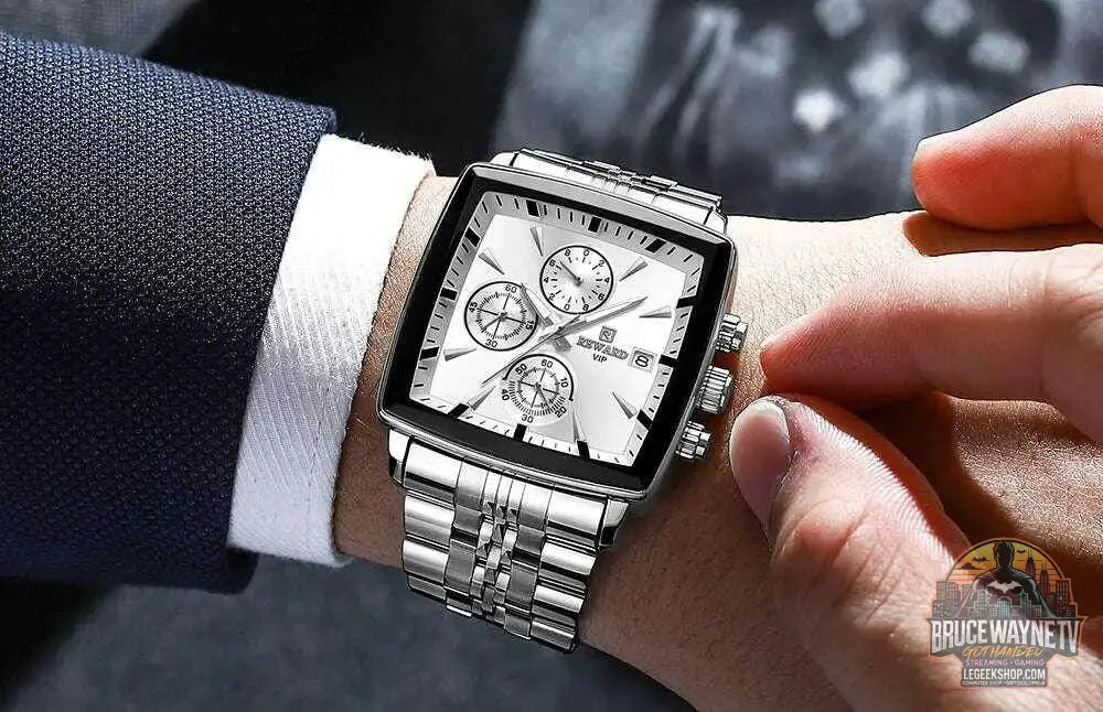 🕶️ REWARD – Montre Homme Quartz Rectangle Bleue Étanche Luxe - Legeekshop