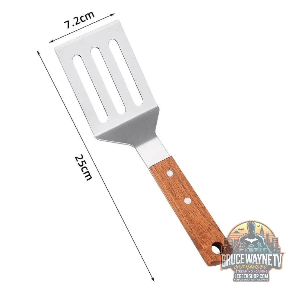 🍳 Spatule Professionnelle Inox & Bois – Pour Steak, Crêpes & Teppanyaki - Legeekshop