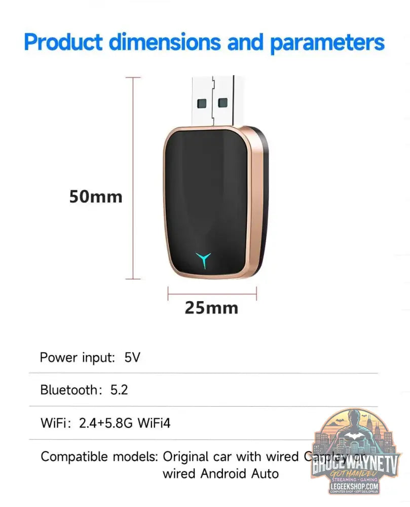 🚗 Adaptateur Auto CarPlay & Android Auto Sans Fil | Plug & Play 🔄 - Legeekshop
