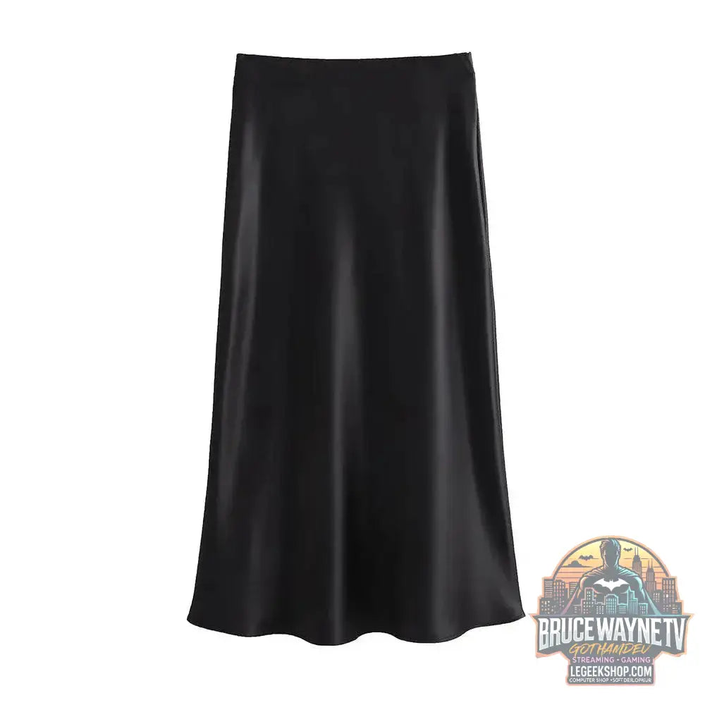 Jupe Mi-Longue Satin Fluide pour Femme, Taille Haute, Ceinture Élastique | ASDS | Wayne Outfitters - Legeekshop