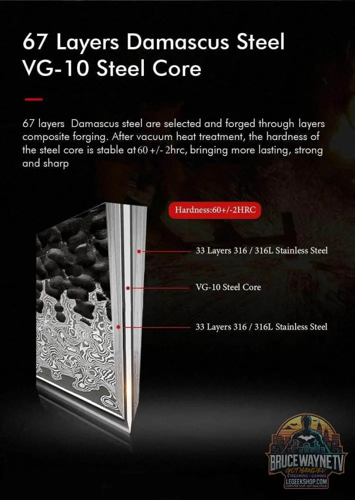 🔪 Couteau Kiritsuke Japonais Forgé à la Main – Acier Damas VG10 (8.2") - Legeekshop