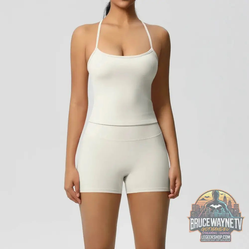 🧘‍♀️ Ensemble 2 pièces sport femme – brassière push-up & short taille haute - Legeekshop