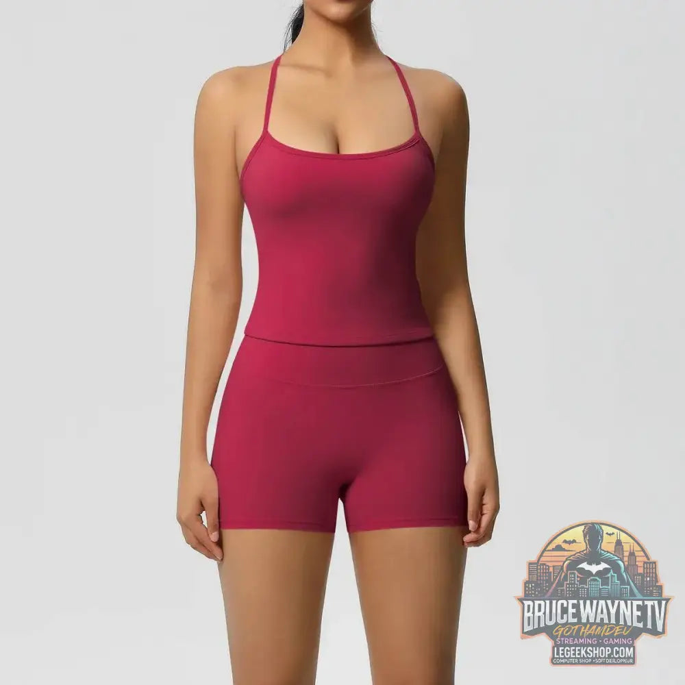 🧘‍♀️ Ensemble 2 pièces sport femme – brassière push-up & short taille haute - Legeekshop