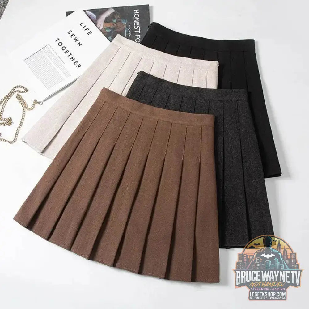Mini Jupe Plissée de Style Coréen pour Femme, Uniforme Scolaire Marron/Noir, Mode Féminine Hiver 2024 | JORMIDEAR | Wayne Outfitters - Legeekshop