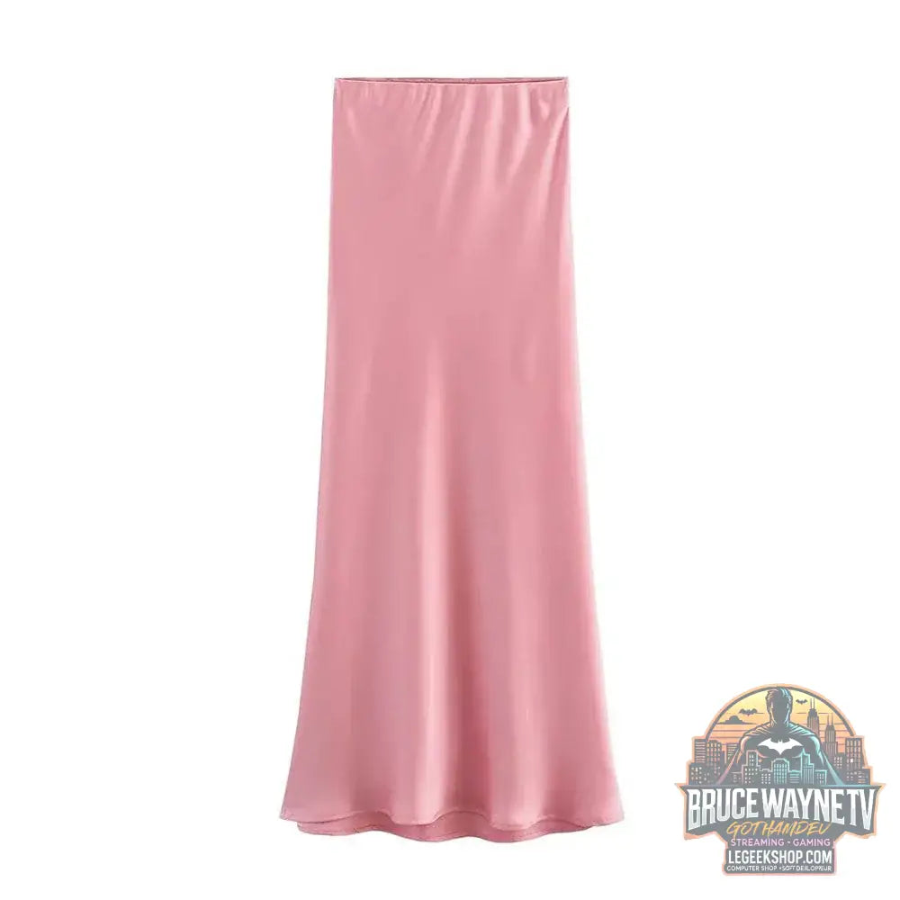 Jupe Mi-Longue Satin Fluide pour Femme, Taille Haute, Ceinture Élastique | ASDS | Wayne Outfitters - Legeekshop