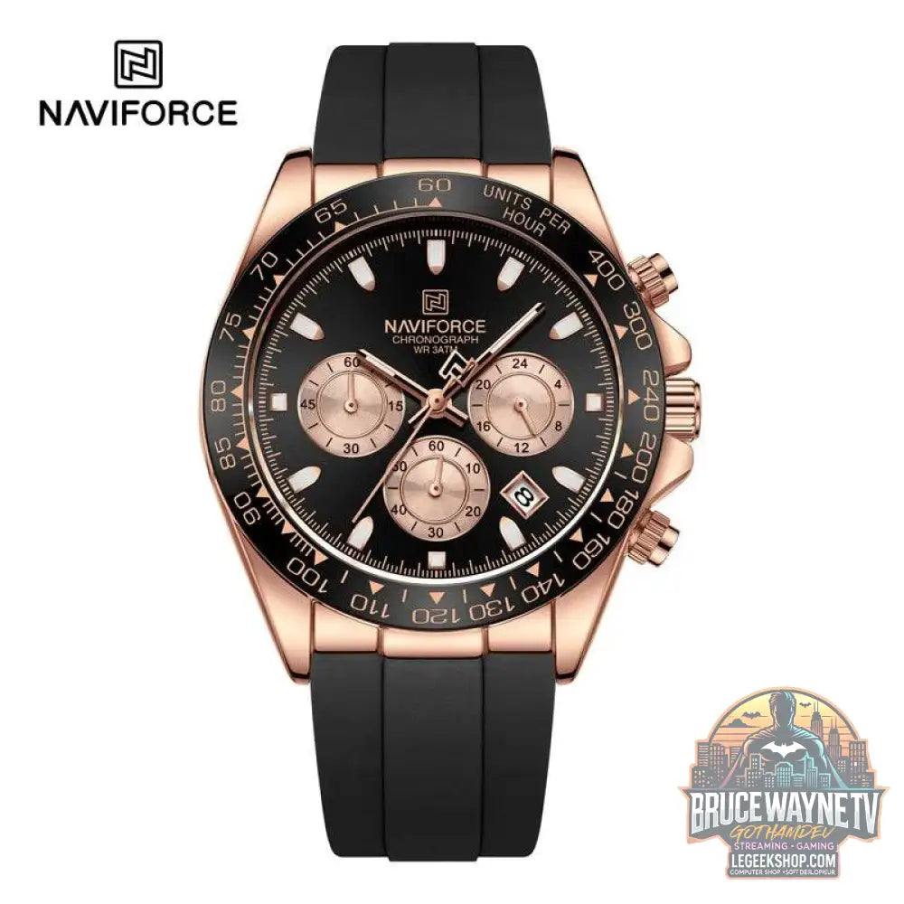 Montre de Luxe NAVIFORCE Homme, Étanche, Chronographe, Silicone, Quartz | Wayne Outfitters - Legeekshop