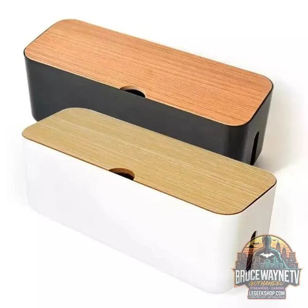 🔌 Boîte de Rangement Câbles avec Couvercle Bambou – Organisateur de Bureau Moderne - Legeekshop