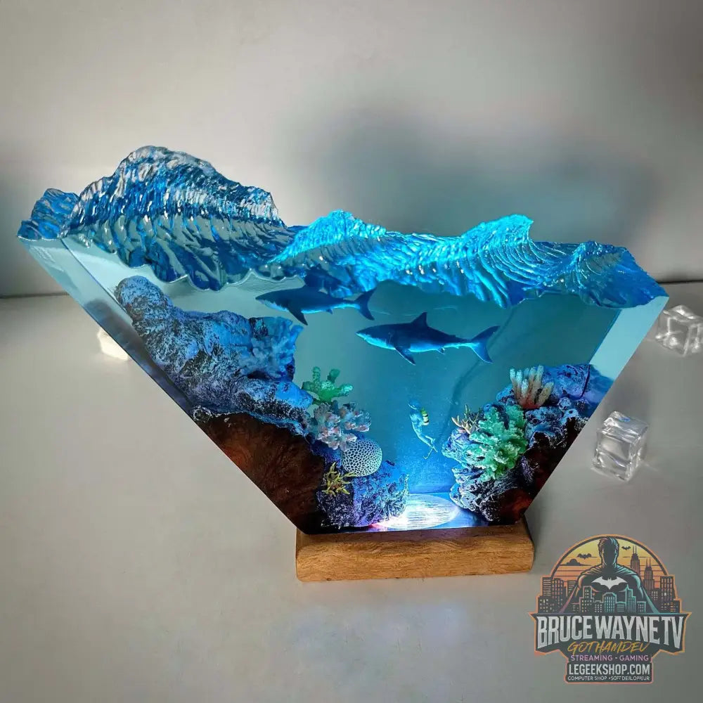 6X 4 pouces artisanat lumineux en résine époxy à thème marin objets décoratifs pour la maison cadeau exquis