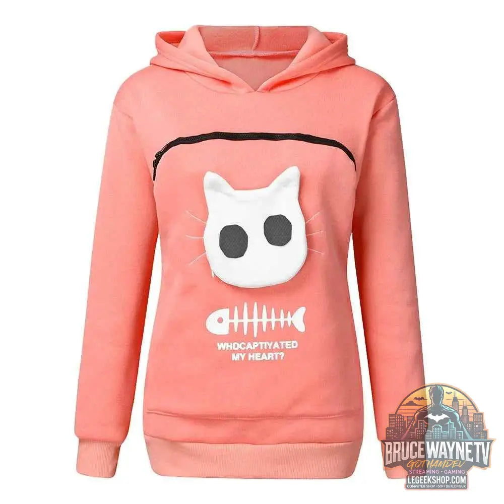 Sweat-shirt à Capuche pour Amoureux des Chats – Poche Câline et Oreilles d'Animal - Legeekshop