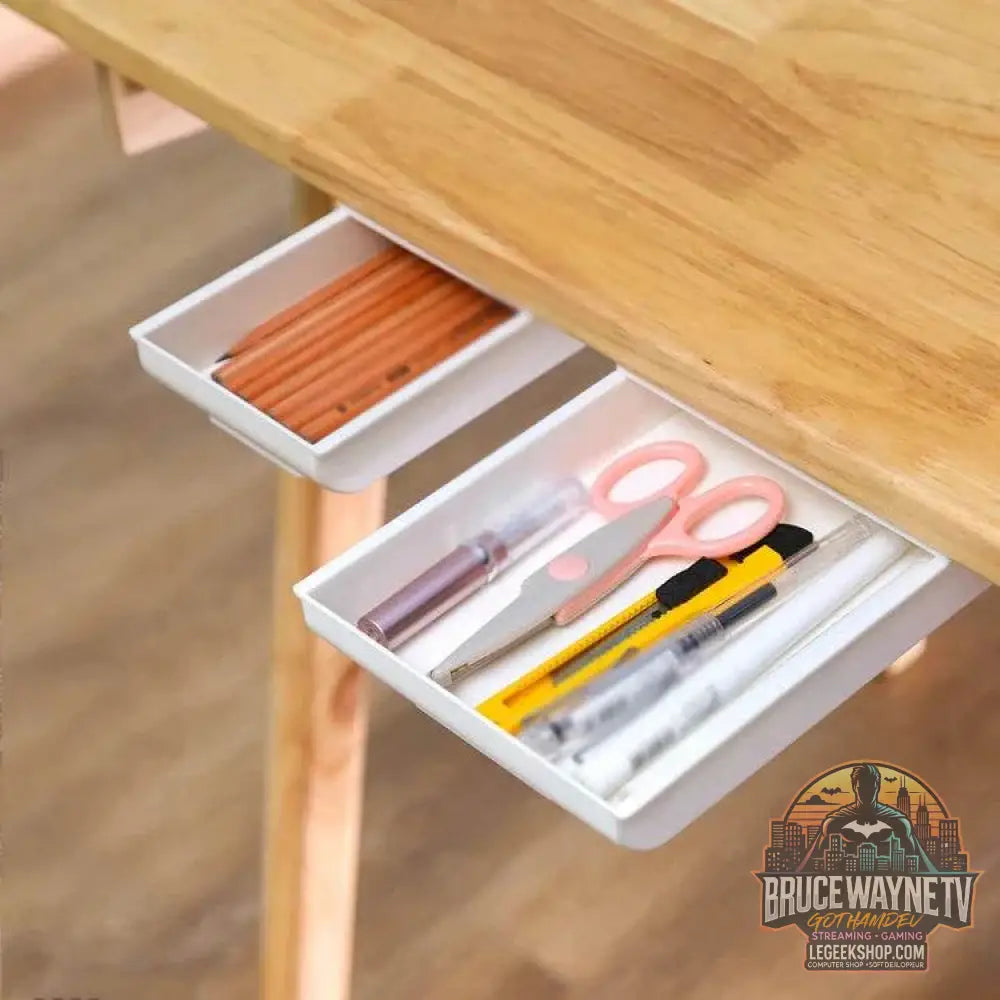 🖇️ Boîte de Rangement Cachée pour Bureau – Tiroir Auto-Adhésif Discret | Organisateur Plastique - Legeekshop
