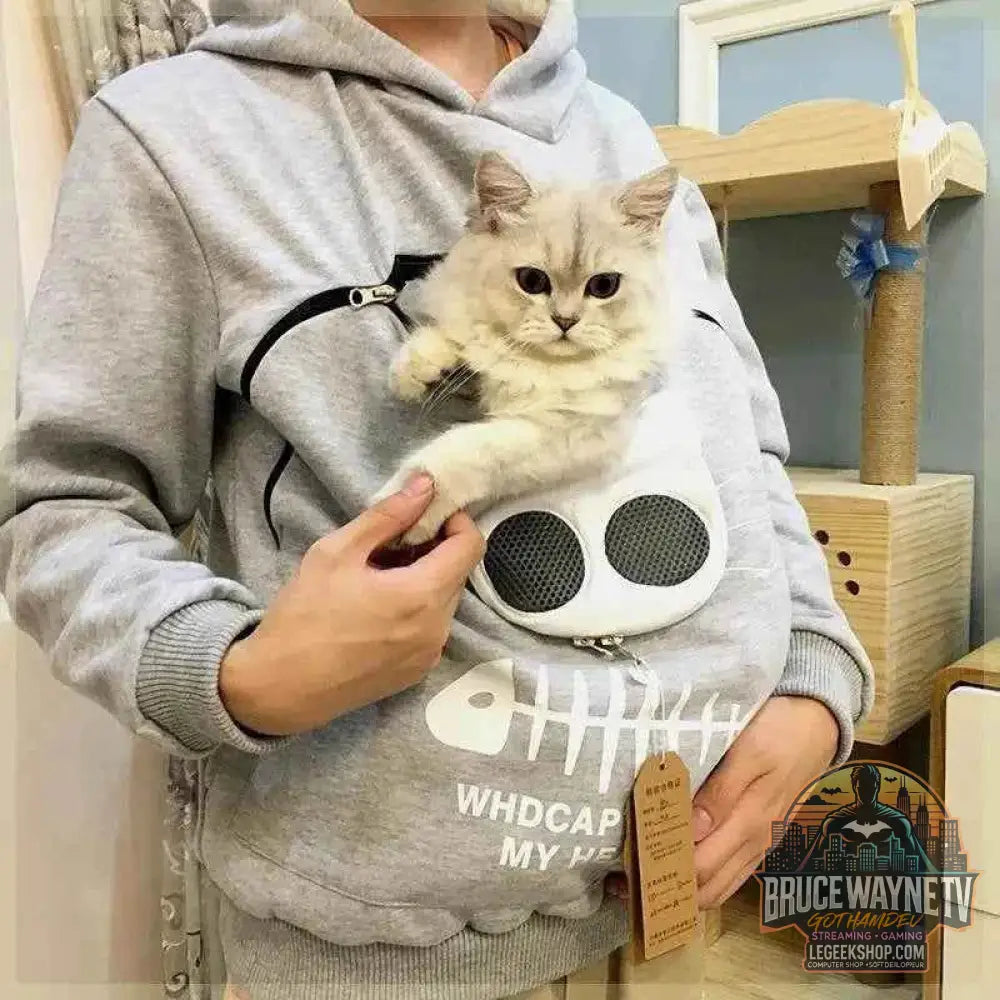 Sweat-shirt à Capuche pour Amoureux des Chats – Poche Câline et Oreilles d'Animal - Legeekshop