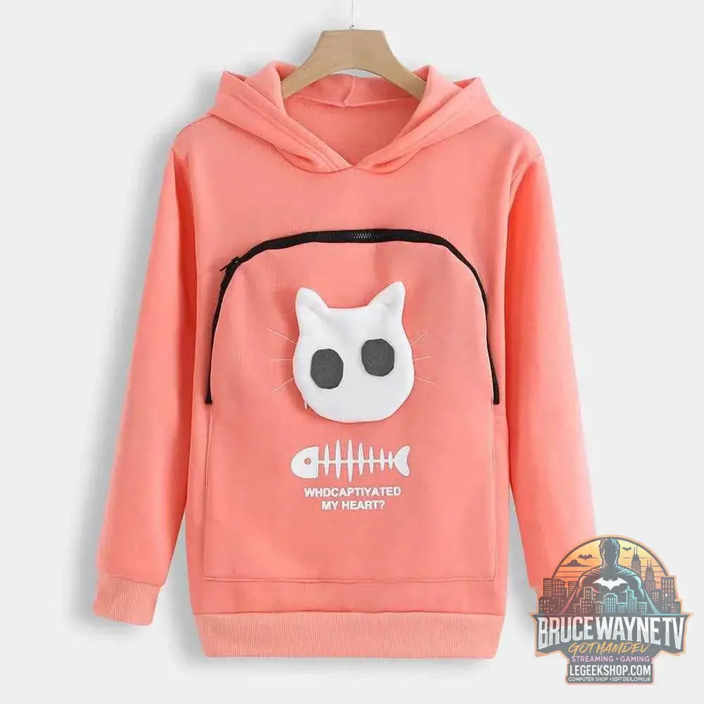 Sweat-shirt à Capuche pour Amoureux des Chats – Poche Câline et Oreilles d'Animal - Legeekshop