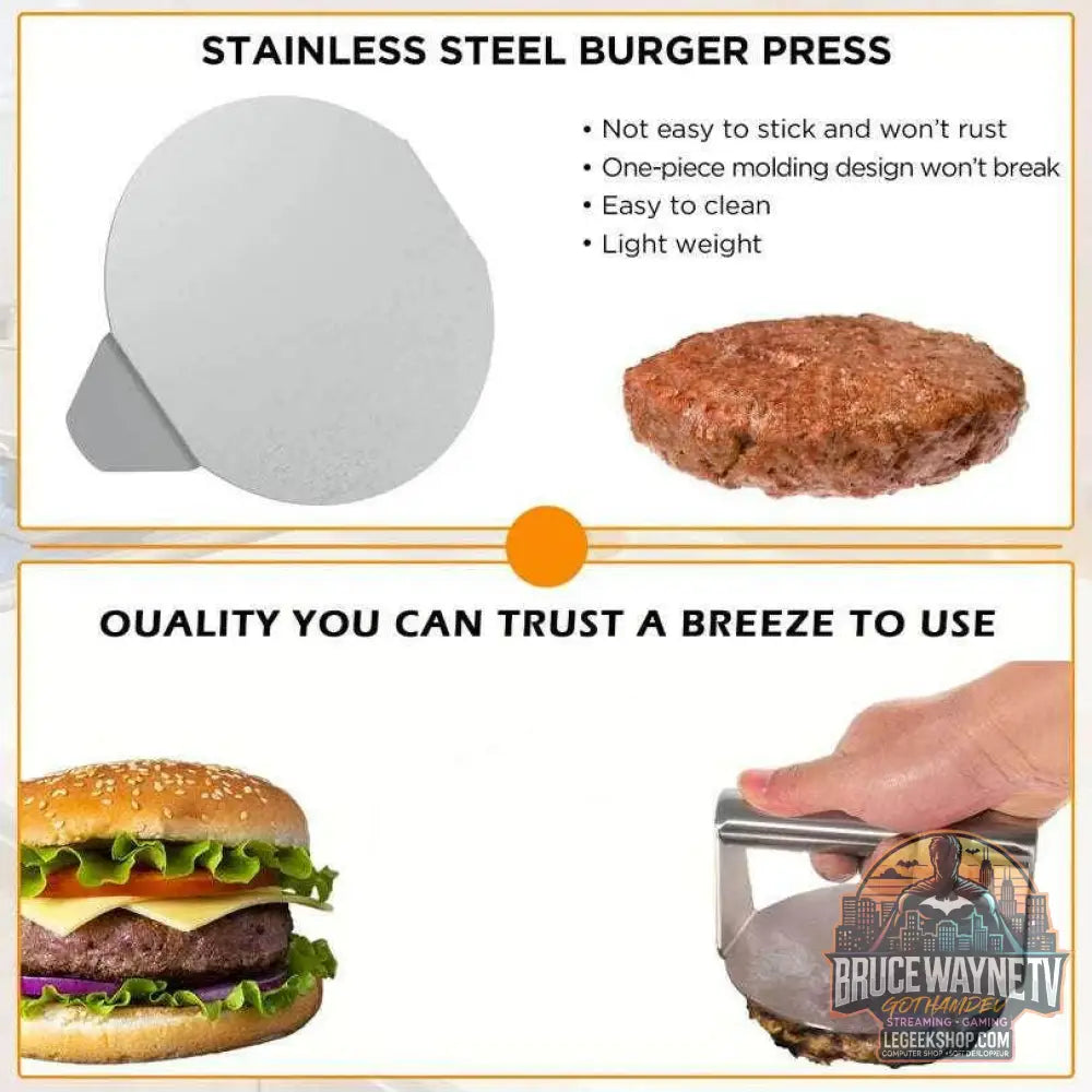 Presse à Hamburgers Acier Inox – Moule Circulaire Antiadhésif – Cuisine Maison - Legeekshop