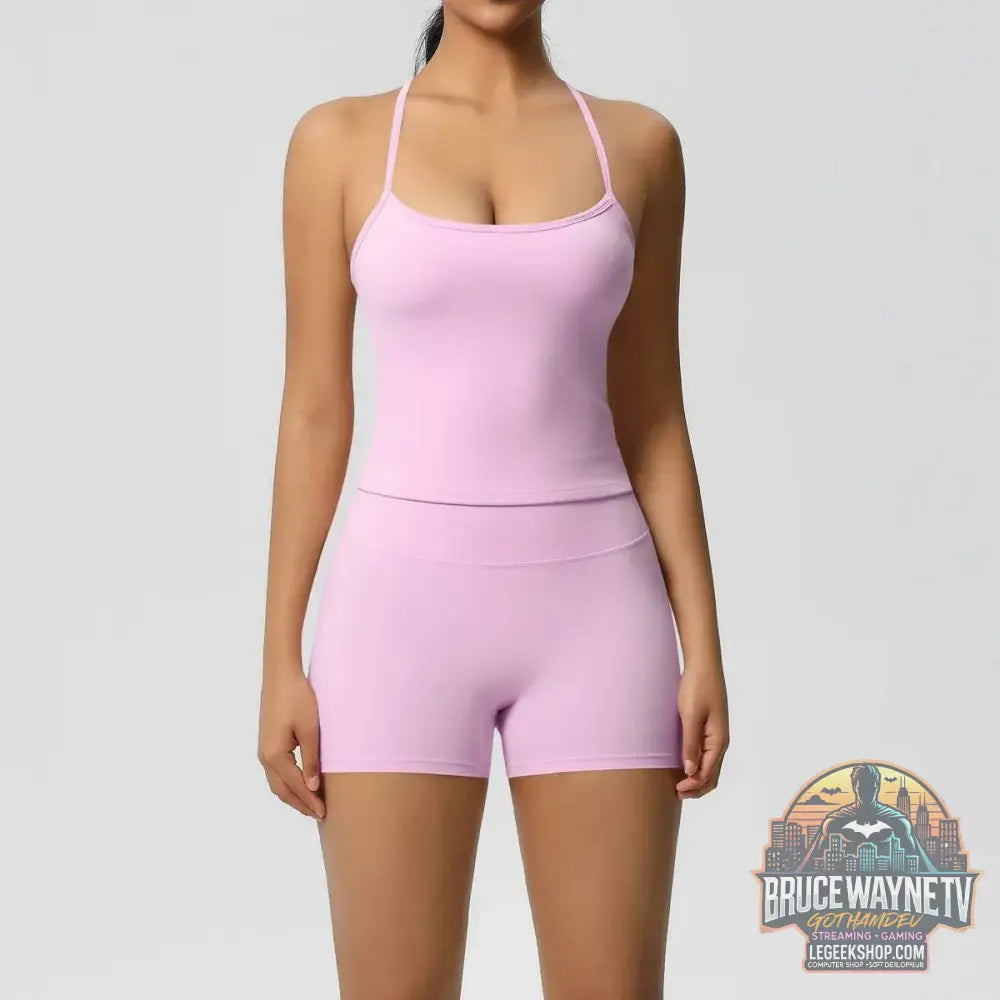 🧘‍♀️ Ensemble 2 pièces sport femme – brassière push-up & short taille haute - Legeekshop