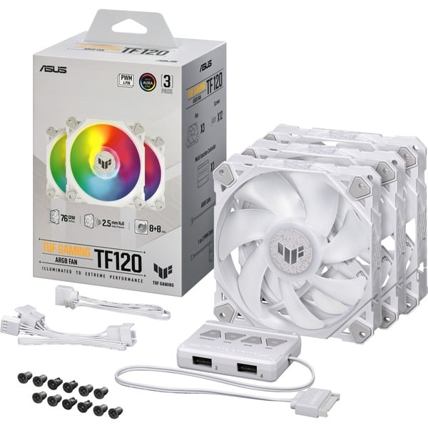 ASUS TUF Gaming TF120 ARGB-Gehäuselüfter White Edition 3IN1 - ASUS - vue 6