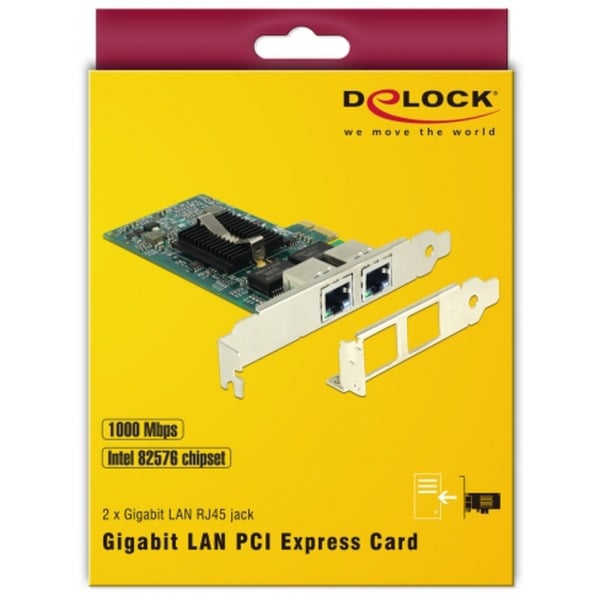 DeLOCK PCIe > 2 x Gigabit LAN, adaptateur réseau - DeLOCK