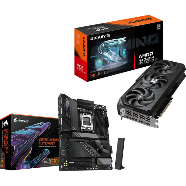 GIGABYTE AMD Upgrade Radeon RX 9070 XT Gaming OC + X870E AORUS ELITE WIFI7, kit upgrade PC - GIGABYTE