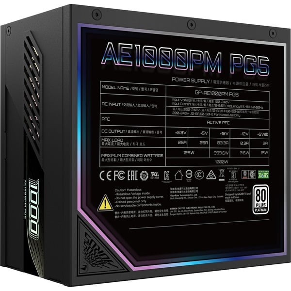 GIGABYTE GP-AE1000PM PG5, alimentation PC - GIGABYTE - vue 4