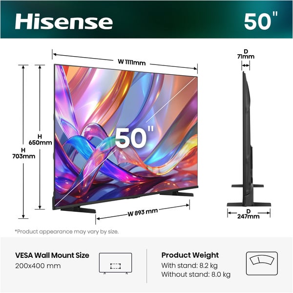 Hisense 50E7S Hi-QLED-Fernseher - Hisense - vue 3