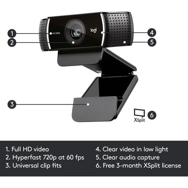 Logitech C922 Pro Stream, webcam - Logitech - vue 6