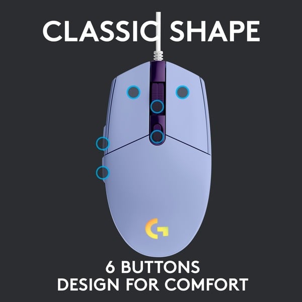 Logitech G203 LIGHTSYNC, souris gaming - vue 4
