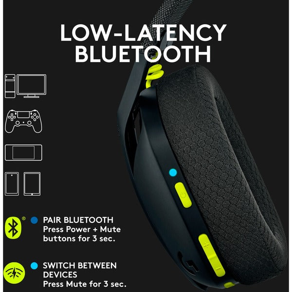 Logitech G435 LIGHTSPEED, casque gaming - vue 3