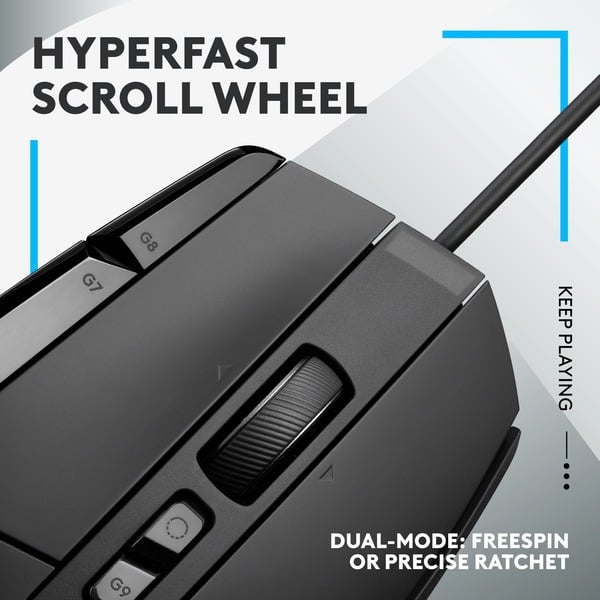 Logitech G502 X, souris gaming - vue 3