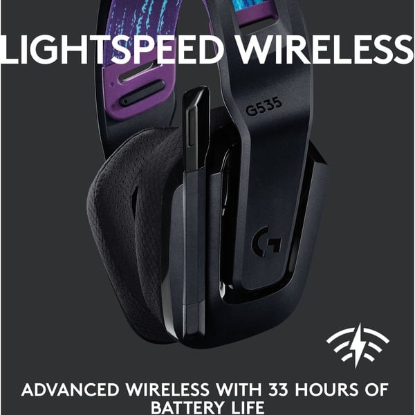 Logitech G535 LIGHTSPEED, casque gaming - vue 2