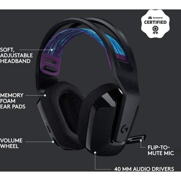 Logitech G535 LIGHTSPEED, casque gaming - vue 6