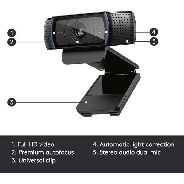 Logitech HD Pro, webcam C920 - Logitech - vue 6